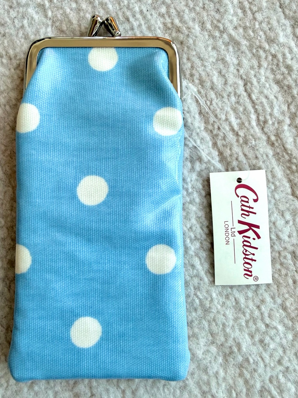 NWT Cath Kidston Blue Polka Dot Sunglasses Case Glasses Holder Vintage Style